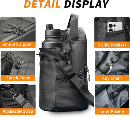 Magnetic Gym Water Bottle Pouch Bag Strong Magnet Water Cup Holder Fitness Sports Crossbody Bag for Men Women Outdoor Travel