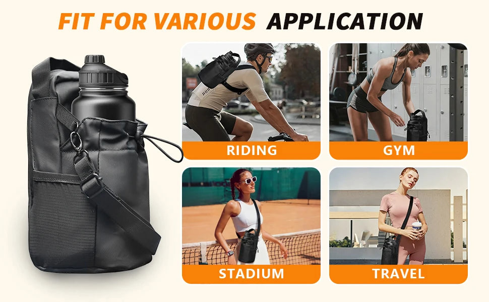 Magnetic Gym Water Bottle Pouch Bag Strong Magnet Water Cup Holder Fitness Sports Crossbody Bag for Men Women Outdoor Travel