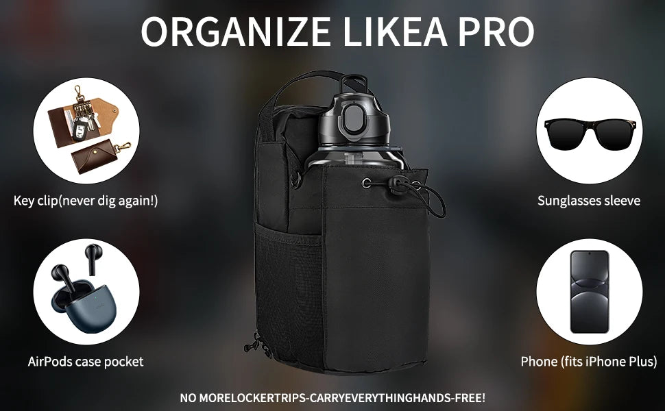 Magnetic Gym Water Bottle Pouch Bag Strong Magnet Water Cup Holder Fitness Sports Crossbody Bag for Men Women Outdoor Travel