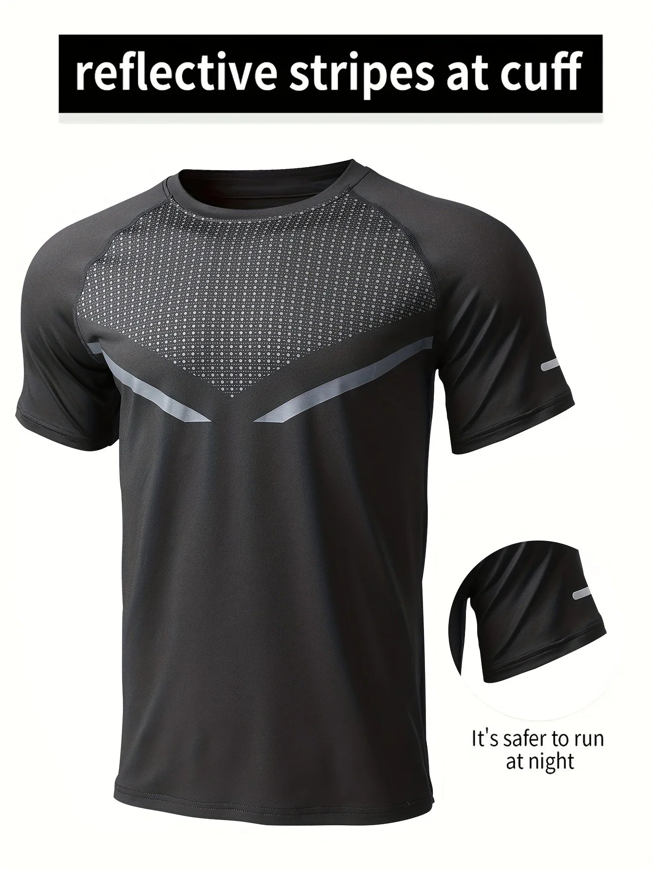 Men's round neck T-shirt - quick drying, sweat absorbing, breathable sports shirt, suitable for fitness, exercise and running
