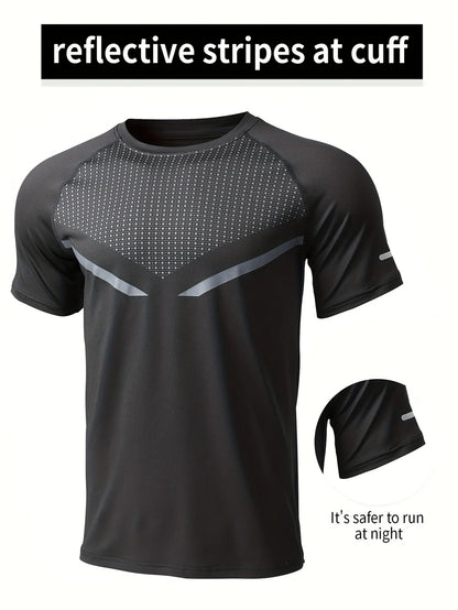 Men's round neck T-shirt - quick drying, sweat absorbing, breathable sports shirt, suitable for fitness, exercise and running