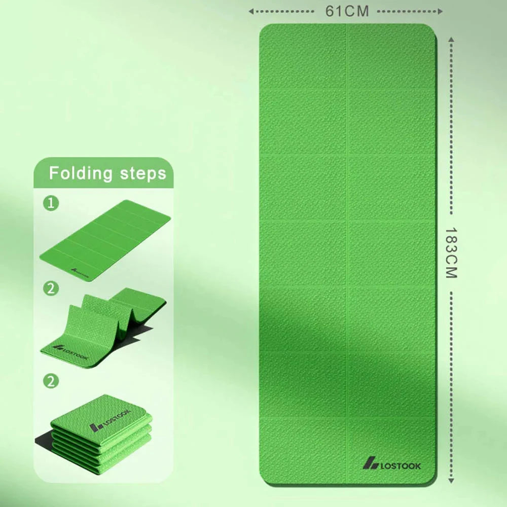 TINSOL 4mm Thick TPE Foldable Yoga Mat 183*61cm Easy Storage for Travel Yoga Pilates Home Exercise Floor Mat ﻿