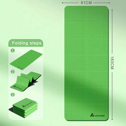 TINSOL 4mm Thick TPE Foldable Yoga Mat 183*61cm Easy Storage for Travel Yoga Pilates Home Exercise Floor Mat ﻿