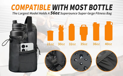 Magnetic Gym Water Bottle Pouch Bag Strong Magnet Water Cup Holder Fitness Sports Crossbody Bag for Men Women Outdoor Travel