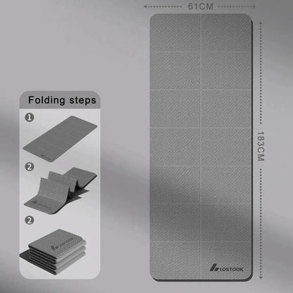 TINSOL 4mm Thick TPE Foldable Yoga Mat 183*61cm Easy Storage for Travel Yoga Pilates Home Exercise Floor Mat ﻿