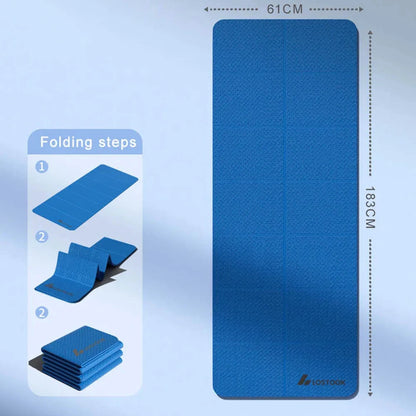 TINSOL 4mm Thick TPE Foldable Yoga Mat 183*61cm Easy Storage for Travel Yoga Pilates Home Exercise Floor Mat ﻿