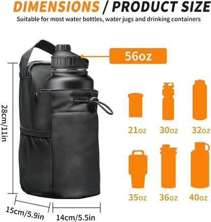 Magnetic Gym Water Bottle Pouch Bag Strong Magnet Water Cup Holder Fitness Sports Crossbody Bag for Men Women Outdoor Travel