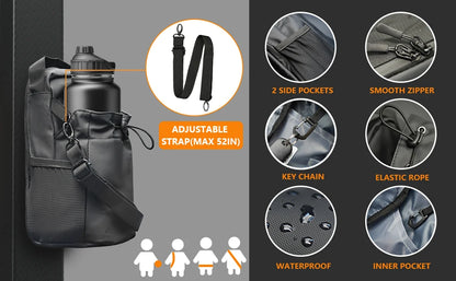 Magnetic Gym Water Bottle Pouch Bag Strong Magnet Water Cup Holder Fitness Sports Crossbody Bag for Men Women Outdoor Travel